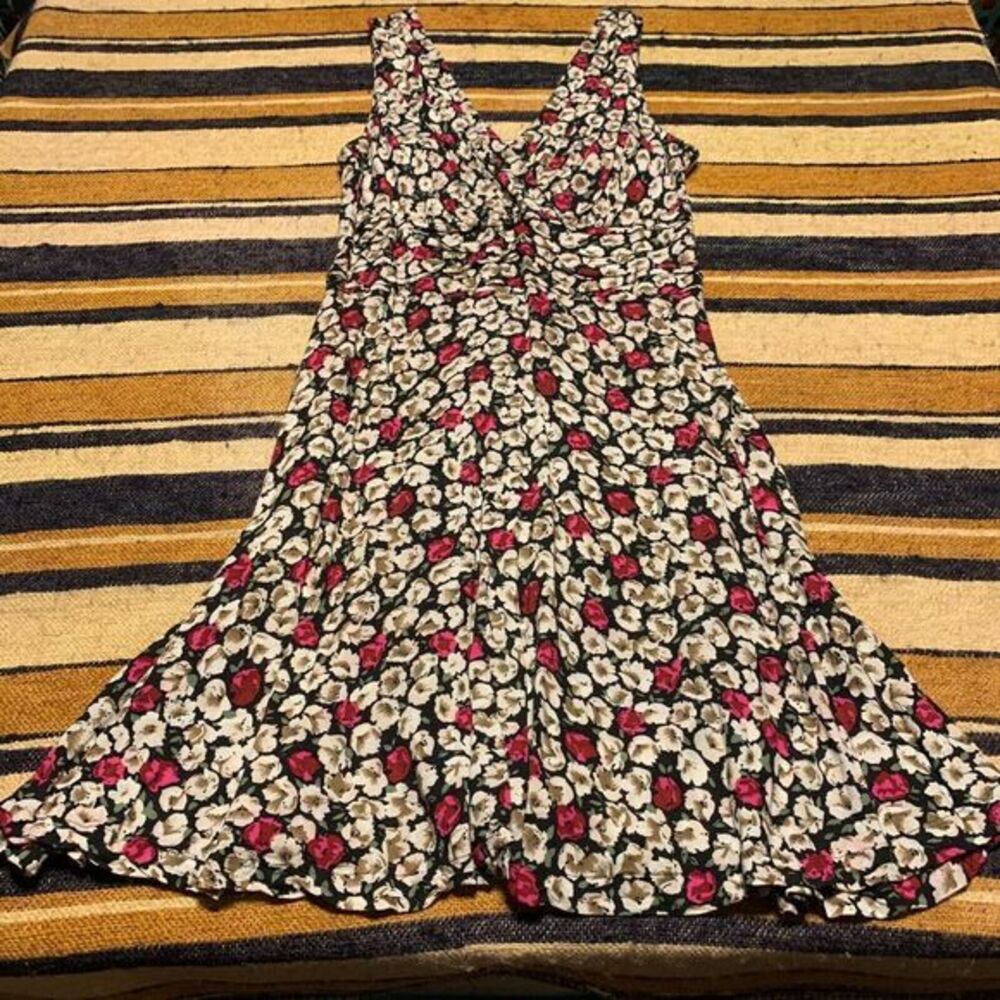 Vintage Y2K 90s Dress Floral Dainty Garden Cottagecore Karin Stevens‎ Sz 8 Midi